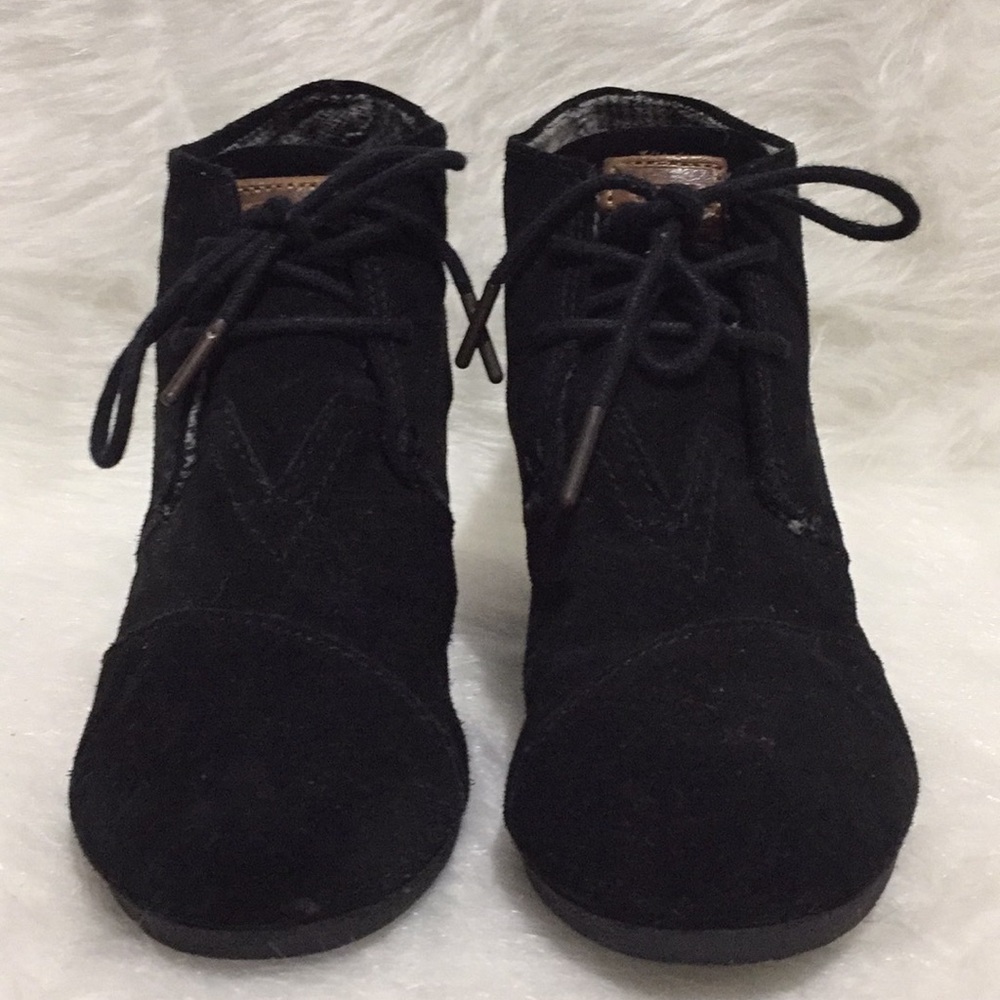 Toms Suede Lace-up Wedge Booties